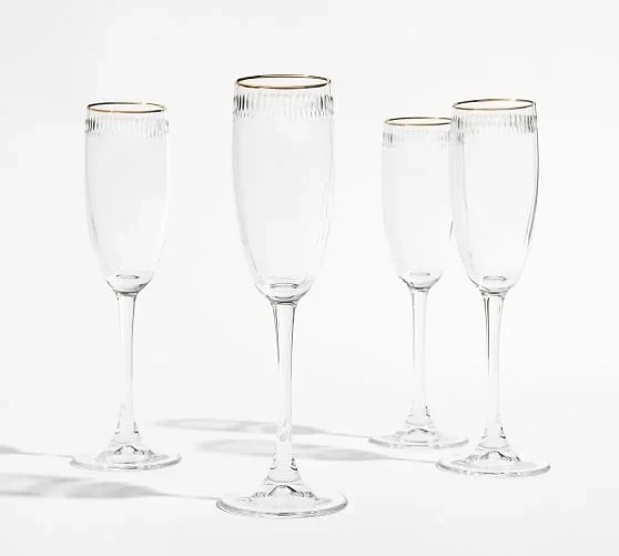 Champagne Glasses | Crystal Gold Rim