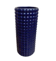 Dark blue textured tumbler — Deep blue ceramic vase with raised dot pattern and cylindrical shape | Plan My Wedding Africa