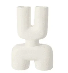 Matte white sculptural vase — Modern abstract white ceramic vase shaped like a Y | Plan My Wedding Africa