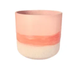 Orange and white layered tumbler — Two-tone peach and pink ombre ceramic planter with smooth finish | Plan My Wedding Africa