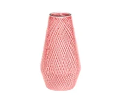 Pink ribbed vase — Textured pink glass vase with diamond-cut pattern | Plan My Wedding Africa