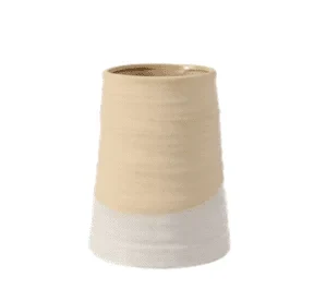 Short cylindrical brown pot