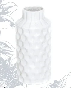 White textured ceramic vase — Tall white ceramic vase with textured bubble surface | Plan My Wedding Africa